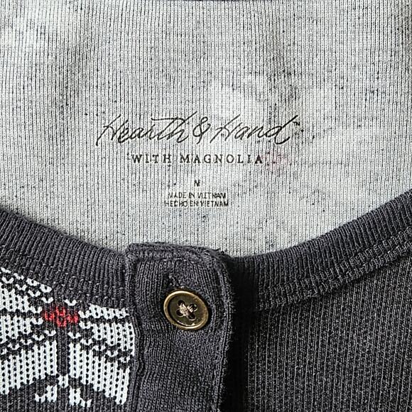 Hearth & Hand Pajama Set Womens M Gray Nordic Snowflake Henley Top & Joggers - Picture 11 of 15